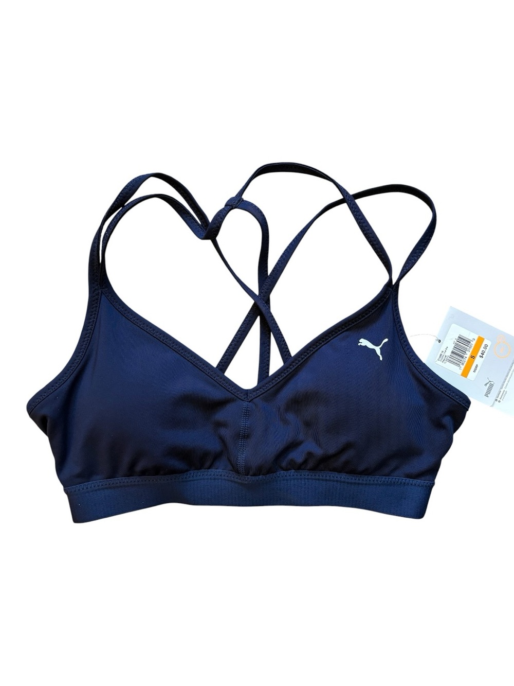 NWT Puma Yogini Live Strappy Sports Bra Navy Blue Low Impact Size Small